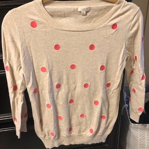 J.Crew 3/4 Sleeve Polka Dot Sweater